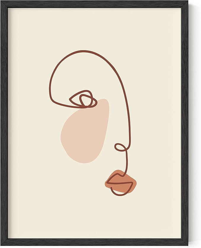 HAUS AND HUES Female Figure Wall Art Line Drawing - Single Line Drawing Wall Art | Woman Art Print Line Art Wall Decor Minimalist Wall Decor | 12" x 16" UNFRAMED