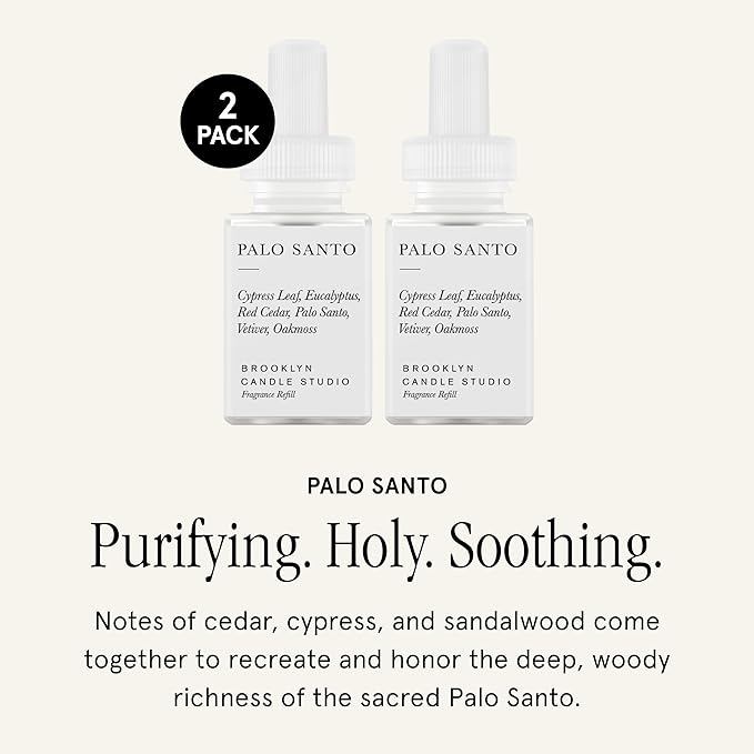 Pura & Brooklyn Candle Studio Home Scent Refill - Smart Air Diffuser - Up to 120-Hours of Luxury Fragrance per Refill - Home Essential - Clean & Safe Diffuser Fragrance - 2 Pack, Palo Santo
