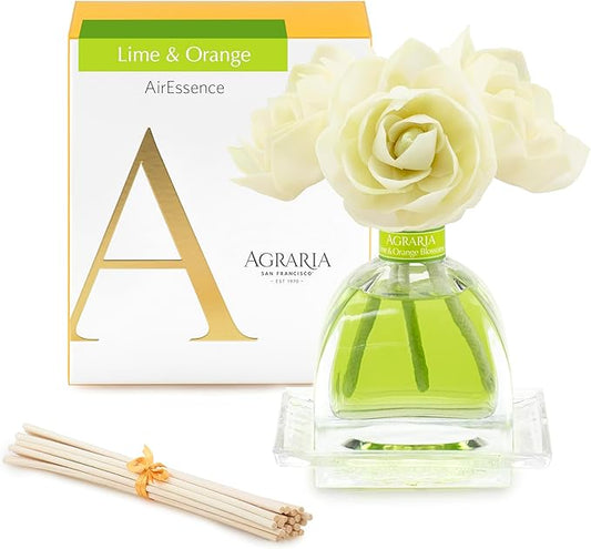 AGRARIA AirEssence Flower and Reed Diffuser Set, Handmade Sola Flower Botanical Home Fragrance Set, Scented Oil Reed Diffuser Gift for All Occasions