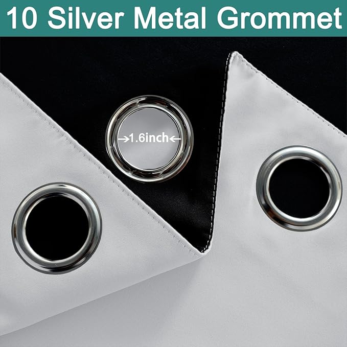 Yakamok 100% Blackout Curtains 84 Inches Long, 2 Thick Layers Heat and Full Light Blocking Soft Thermal Insulated Drapes for Bedroom(70" Wide Each Panel, Greyish White, 2 Panels)