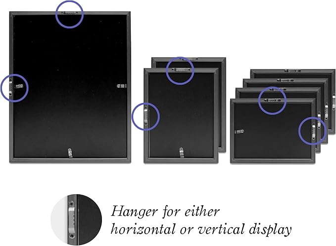 MIMOSA MOMENTS Picture Frame Sets for Wall Collage Multiple Sizes, Gallery Wall Frame Set with mat for one 8x10, two 5x7 and four 4x6 picture (Brass, 7 pcs set)