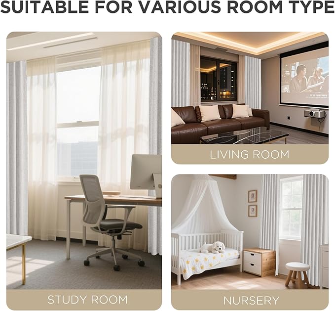 Joydeco Blackout Curtains for Bedroom - 100% Light Blocking 2 Panels Set White Drapes 66" W x 108" L, Thermal Insulated Room Darkening Curtains, Linen Textured for Living Room, Rod Pocket & Back Tabs