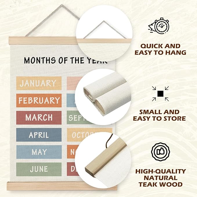 Supwhd Days of the Week Posters for Classroom, Days of the Week Learning Posters Wall Decor for Nursery Kids Room Playroom Classroom Preschool, Days of the Week Poster Hanger Frame, 12x16