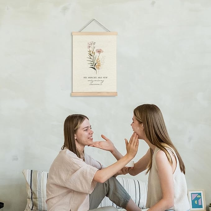 Supwhd His Mercies are New Every Morning Christian Wall Art, Christian Wall Decor for Bedroom Living Room Office 16x24