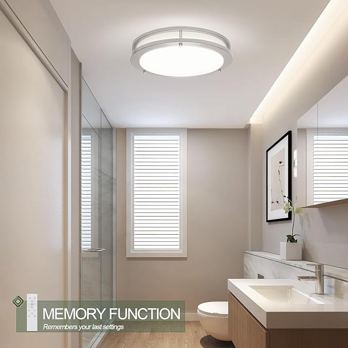 OOWOLF Dimmable LED Flush Mount Ceiling Light Fixture with Remote Control, 13-Inch 36W 2700K-6500K Light Color Adjustable, Super Bright 3600 Lumens Ceiling Lamp for Bathroom, Bedroom, Kitchen, Hallway