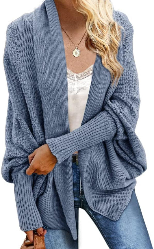 Imily Bela Women's Kimono Batwing Cable Knitted Slouchy Oversized Wrap Cardigan Sweater