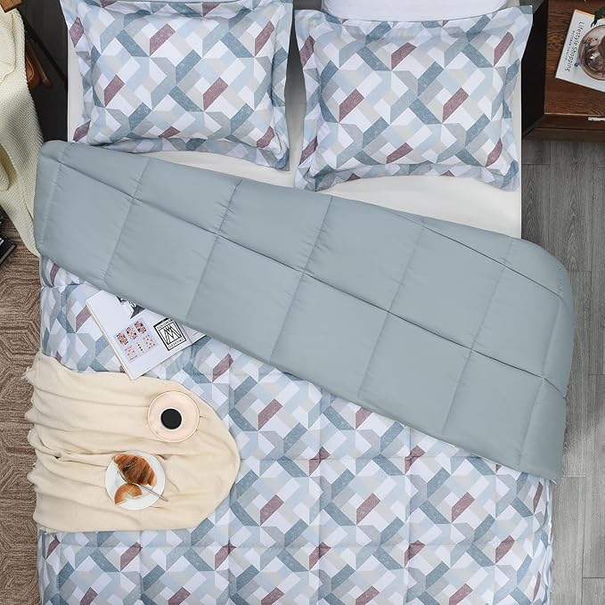 Basic Beyond King Size Comforter Set - Printed Geometry Pattern Comforter Set King Size,Lightweight Down Alternative Bed Comforter King Set(Geometry,King)