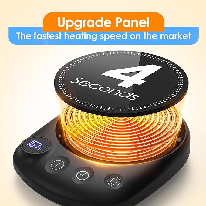 Coffee Mug Warmer - Fastest Heating & Highest Temperature, Coffee Cup Warmer for Desk Auto Shut Off, 4 Temp Settings & 1-12H Timer, Smart Electric Beverage Warmer for Coffee, Tea (Black)