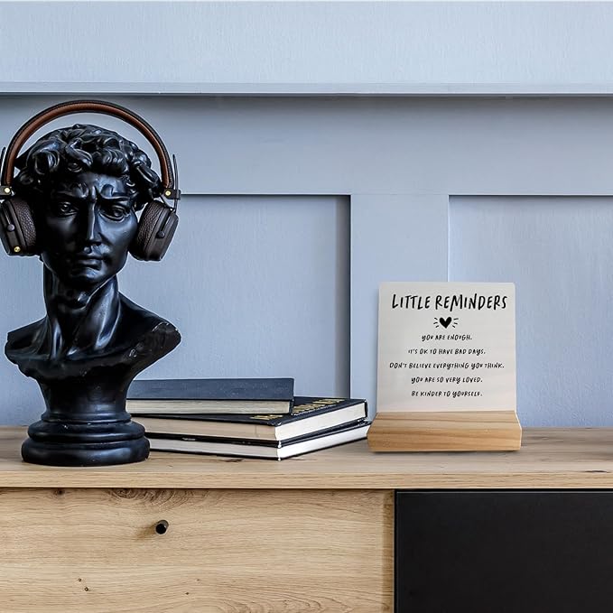 Little Reminders You are Enough Desk Sign with Stand,Dorm Signs for College Girls, Inspirational Signs Decor for Office Dorm Desk,Back to School Gifts for College Students Girls