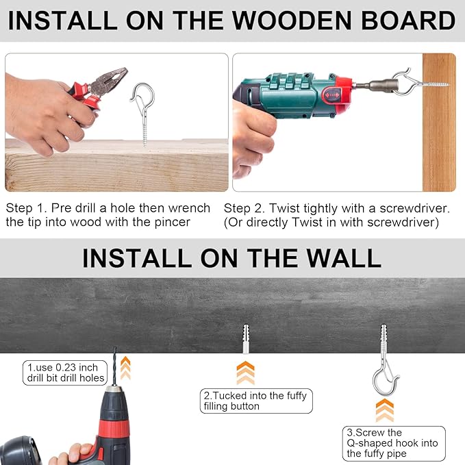 24 PCS Q-Hanger Hooks, Screw Hooks for Outdoor String Lights, Safety Buckle Design Cup Eye Hook for Hanging Christmas Lights, Plants, Mounted on Wall Ceiling, Include 1 Wing Nut Driver, Silver