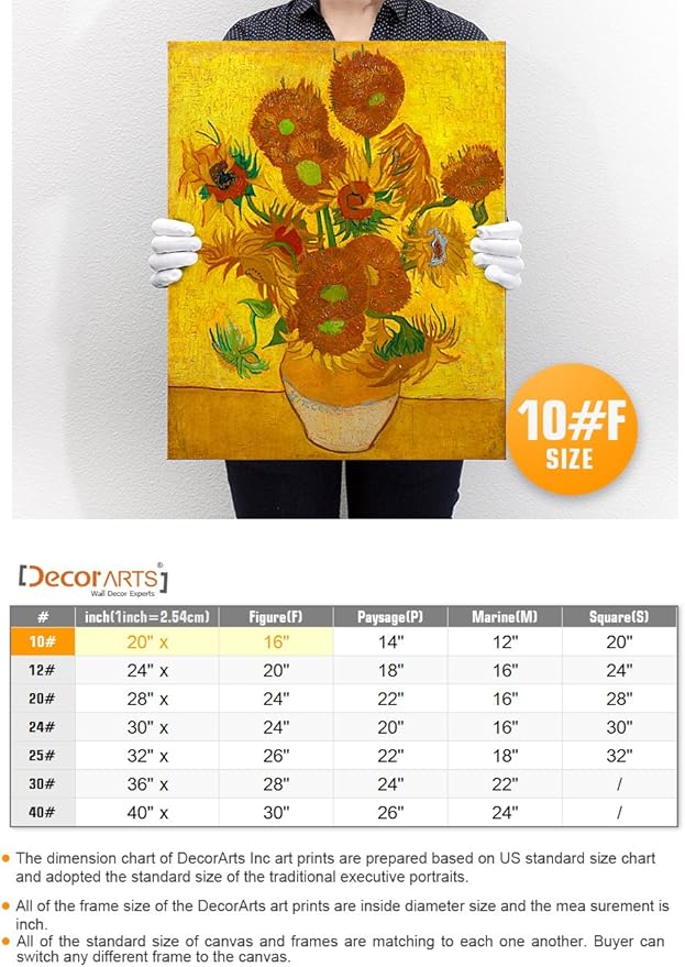 DECORARTS - Sunflowers, Vincent Van Gogh Art Reproduction. Giclee Canvas Prints Wall Art for Home Decor 20x16