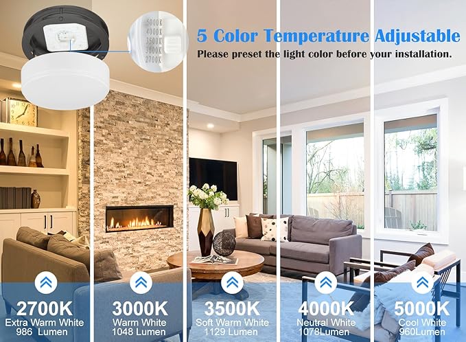 2 Pack Black Ceiling Light, 10 Inch Flush Mount LED Ceiling Light Fixture - Matt Black Bathroom Bedroom Lamp 2700K/3000K/3500K/4000K/5000K Adjustable Hallway Ceiling Lamp, 17W