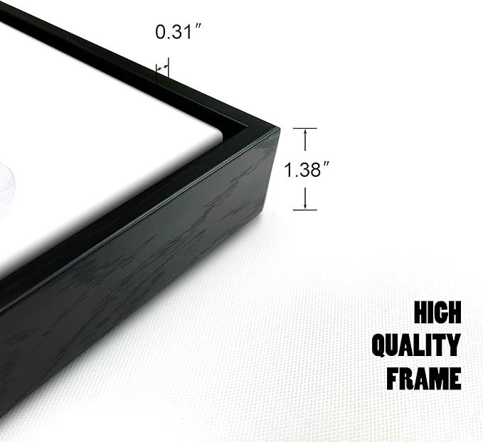 Pyradecor Large Black Framed Wall Art One Panel Blue Flickering Flower Paintings Canvas Prints Grace Floral Pictures Artwork for Bedroom Office Home Decorations