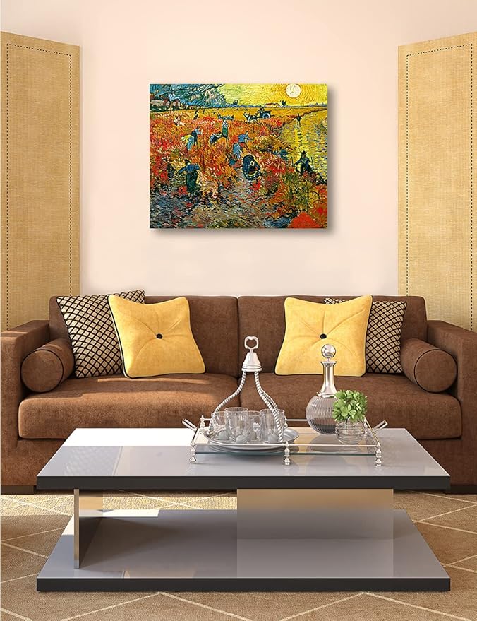 DECORARTS - The Red Vineyards, Vincent Van Gogh Art Reproduction. Giclee Canvas Prints Wall Art for Home Decor 30x24