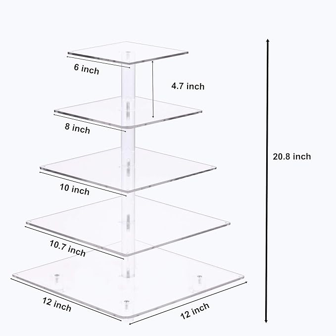 YestBuy 5 Tier Cupcake Stand Acrylic Cupcake Tower Display with LED Light Premium Cupcake Holder Dessert Tree Tower for Birthday Cady Bar Party Décor Weddings, Birthday Parties Events (Blue Light)