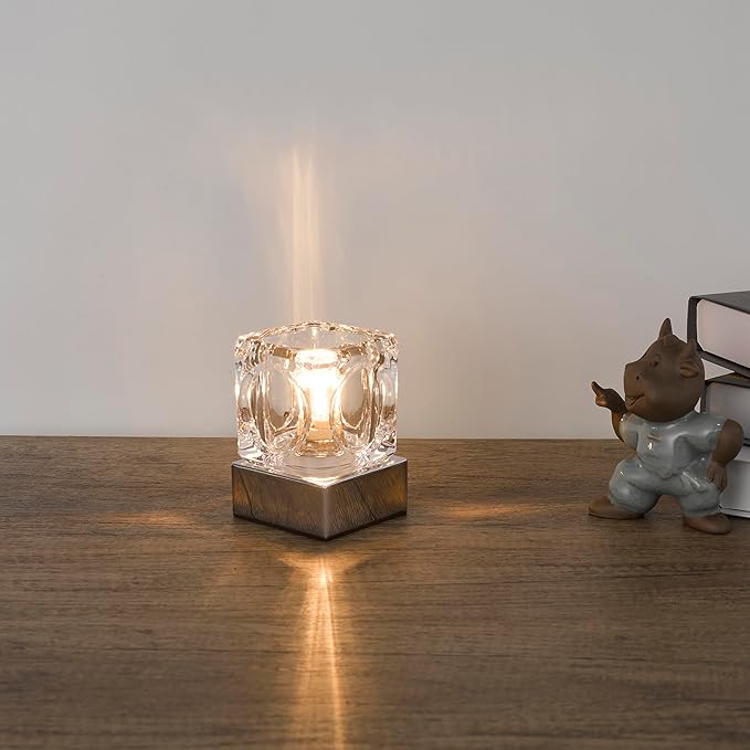 Mini Touch Crystal Table Lamp, 4 x4 x 2.7 Inch Accent Desk Lamp Bedroom Night Light