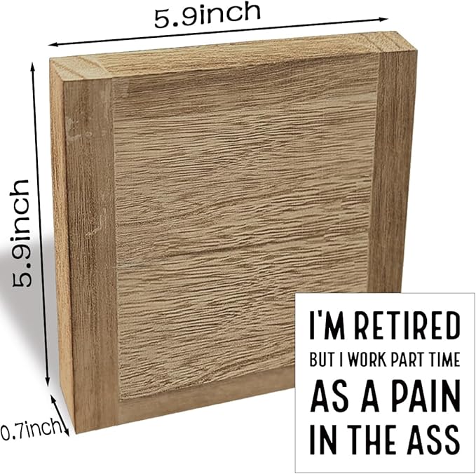 Inspirational Wood Box Desktop, I'm Retired Sign, Retirement Gift For Men Women, Inspirational Wood Box Desktop Decoration, Motivational Gift, Funny Farmhouse Home Office Decor