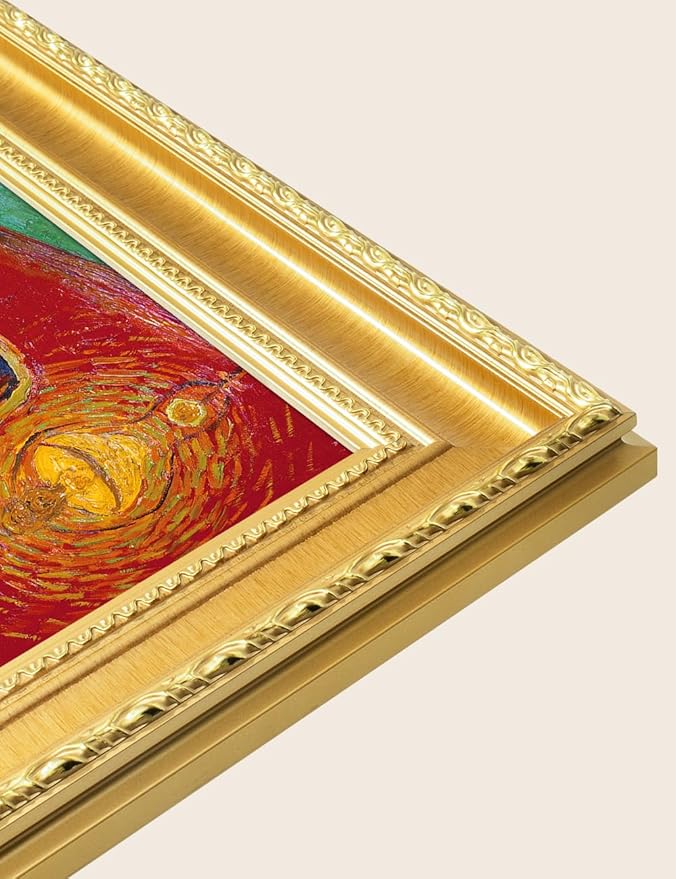 DECORARTS - Vincent van Gogh's The Night Cafe in Arles, Museum-Quality Giclee Canvas Print in Gold Solid Wood Frame, 34.75 x 28.75 in, Ready to Hang, Made in USA