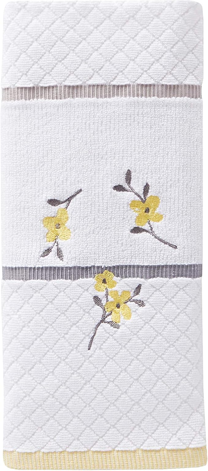 SKL Home Spring Garden Hand Towel, White