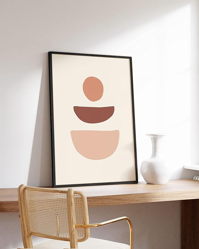 HAUS AND HUES Boho Wall Art Minimalist Wall Decor - Boho Art Prints Neutral Poster, Geometric Art Mid Century Modern Wall Art Wall Decor, Sun Semi Circle (Unframed, 24x36)