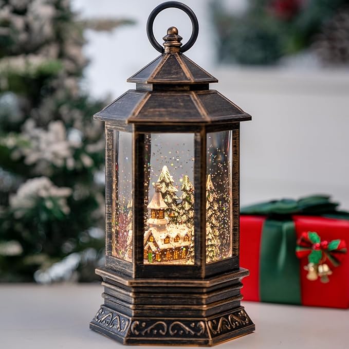 Christmas Snow Globes Church Nativity Water Lantern,Silent Night Music, Holiday Decorations Gifts for Family Children or Friends