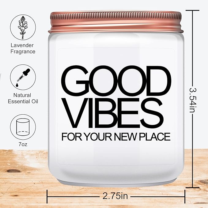 House Warming Gifts New Home, New Home Gifts, Good Vibes Candle, New House Essentials Best Presents for Women Couple Friends - Lavender Candles