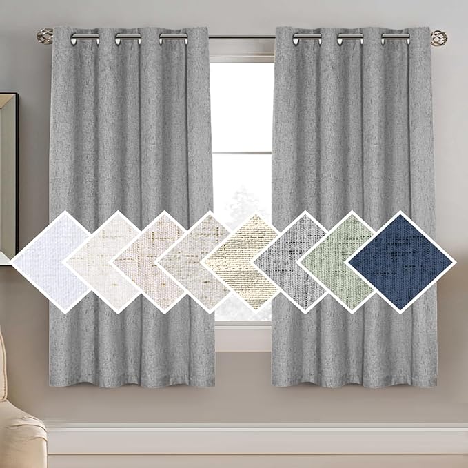 H.VERSAILTEX 100% Blackout Curtain for Bedroom 63 Inches Long Grommet Linen Face Full Light Blocking Curtain Drape for Living Room Thermal Insulated Linen Look Curtain 1 Panel, 52" W x 63" L, Dove