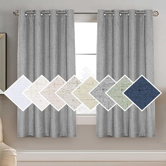 H.VERSAILTEX 100% Blackout Curtain for Bedroom 63 Inches Long Grommet Linen Face Full Light Blocking Curtain Drape for Living Room Thermal Insulated Linen Look Curtain 1 Panel, 52" W x 63" L, Dove