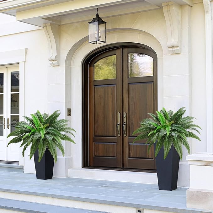 38" Artificial Boston Ferns Bush Plants, Set of 2, Large Faux Ferns Hanging Decor with 47 Fronds, Fake Vines Indoor Or Outdoors Planter for Home and Office Decor