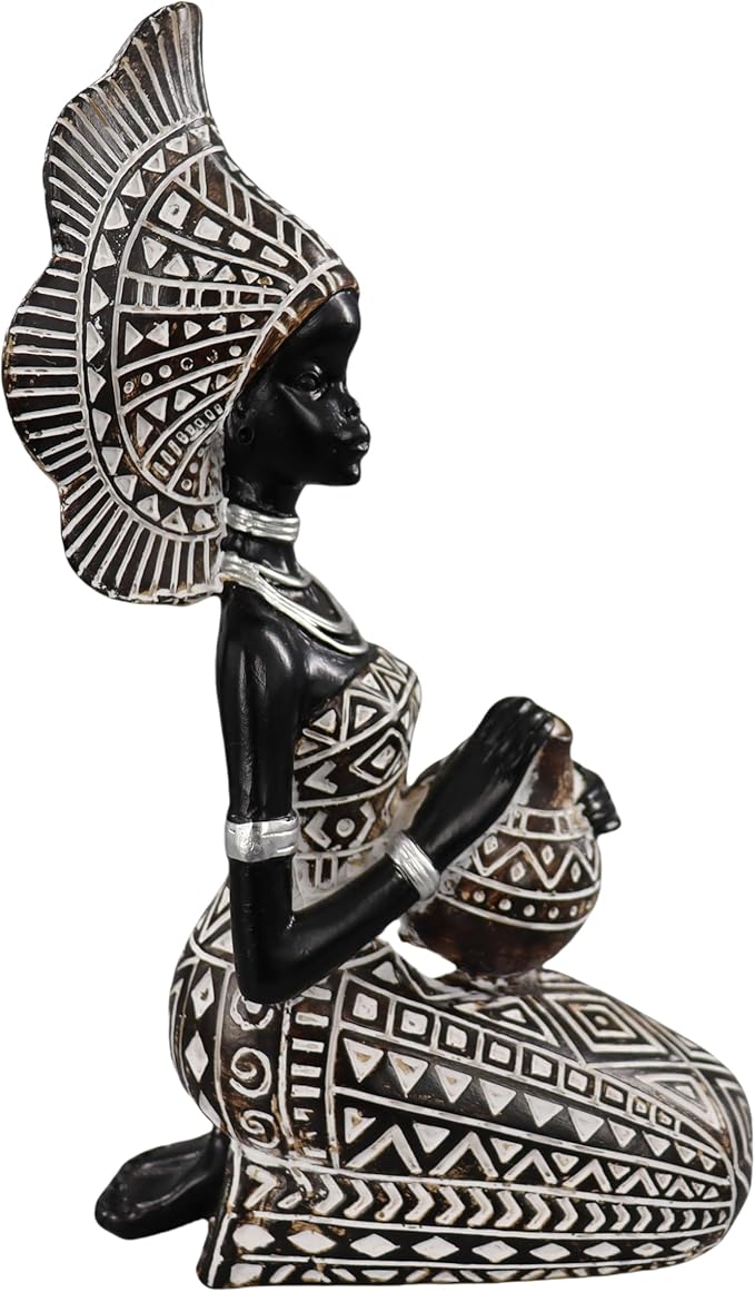 African Lady Statue with African Tribal Totem for Wedding, Church, Festival Decoration - African Decorative Female Statue for Home and Display case Decoration