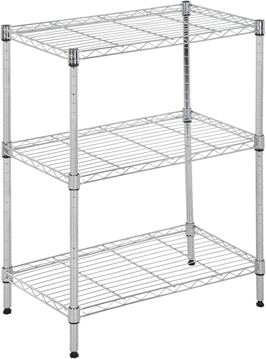PayLessHere | 3-Tier Wire Shelf | 23"x13"x30" | Chrome | Adjustable Racks | Heavy-Duty Storage Shelves, Holds Upto 450 lbs | Rust-Resistant, No-Tool Assembly | for Home, Garage Shelving