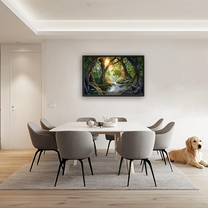 Rainforest Large Framed Wall Art Forest Tree of Life Landscape Sunrise Pictures Oversized Tree Nature Scenery Wall Decor Canvas Print Painting Aesthetic Modern Artwork for Living Room Bedroom Office Bathroom Home Decor 36L"x24W"