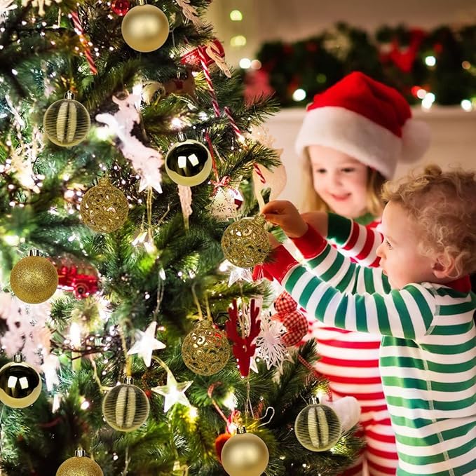 30PCS 2.36" Christmas Ball Ornaments Shatterproof Gold Christmas Tree Decorations Xmas Tree Balls Halloween Ornaments Décor