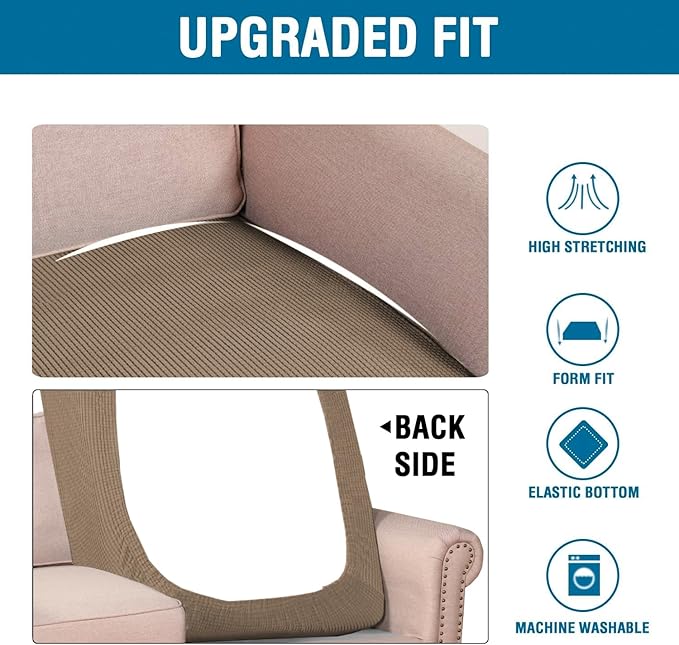 H.VERSAILTEX Super Stretch Individual Chaise Cover Sectional Couch Covers for L Shaped Sofa Both Left/Right Featuring Thick Jacquard Textured Twill Fabric (1 Piece Chaise Cover Large, Macchiato)