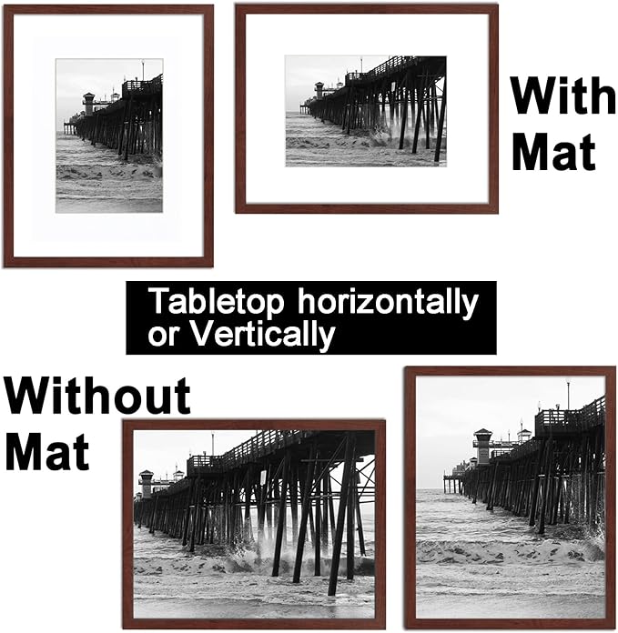 Picture frame 11x14 mat to 8x10 set of 3,Wine red Woodgrain Studio Gallery Tempered Glass 11x14 poster frame Modern Style Wood Composite frames,Vertical & Horizontal art photos and home decor