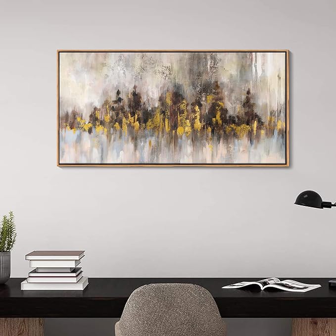 YDYSUNE Gold Abstract Wall Decor - Brown Canvas Wall Art for Living Room- Large Modern Artwork - Oil Painting Pictures for Bedroom Kitchen Home Office