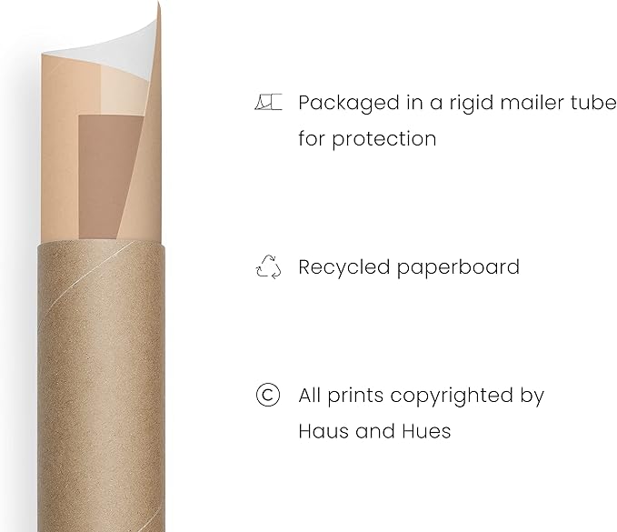 HAUS AND HUES Boho Art Prints - Mid Century Modern Decor Wall Art - Sun and Two Staircases with Door (16x20 Unframed)