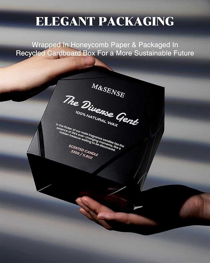 M&SENSE Lavender Sandalwood Scented Men Candles, 2 Wick 11.6oz Large Natural Soy Candle for Men 70 Hours Long Lasting Burn, Organic Black Masculine Candles Home Fragrance Holiday Candlde for Him