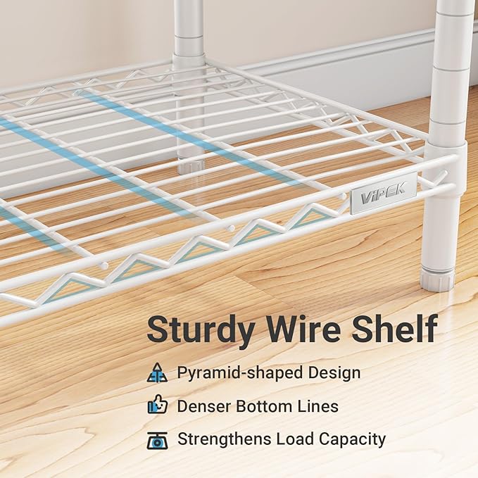 VIPEK S3C Heavy Duty Portable Closet, Adjustable Shoe Rack Wire Shelf, Large Wardrobe Organizer for Bedroom Storage, Freestanding Clothes Rack with Hanging Rod, Custom White Rack with Grey Cover