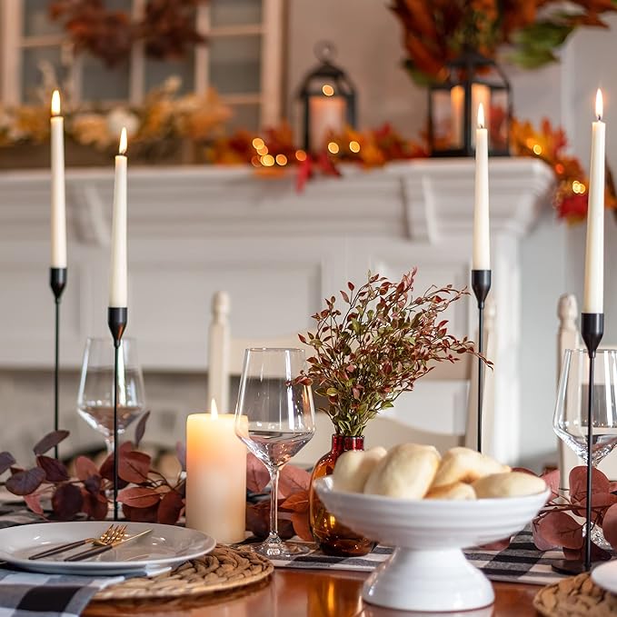 24Pcs Candle Holders, Black Candlestick Holder in Bulk Taper Candle Holders for Pillar Candles Metal Candle Stands For Table Centerpiece, Wedding, Dinning, Party, Valentines Home Decor (Black)