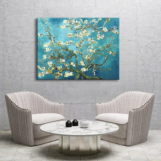 Wieco Art Almond Blossom By Vincent Van Gogh Oil Paintings Reproduction Modern Extra Large Floral Giclee Canvas Prints Flowers Pictures on Canvas Wall Art for Home Office Decorations XL