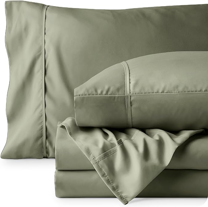 Bare Home King Sheet Set - Luxury 1800 Ultra-Soft Microfiber King Bed Sheets - Double Brushed - Deep Pockets - Easy Fit - 4 Piece Set - Bedding Sheets & Pillowcases (King, Sage)