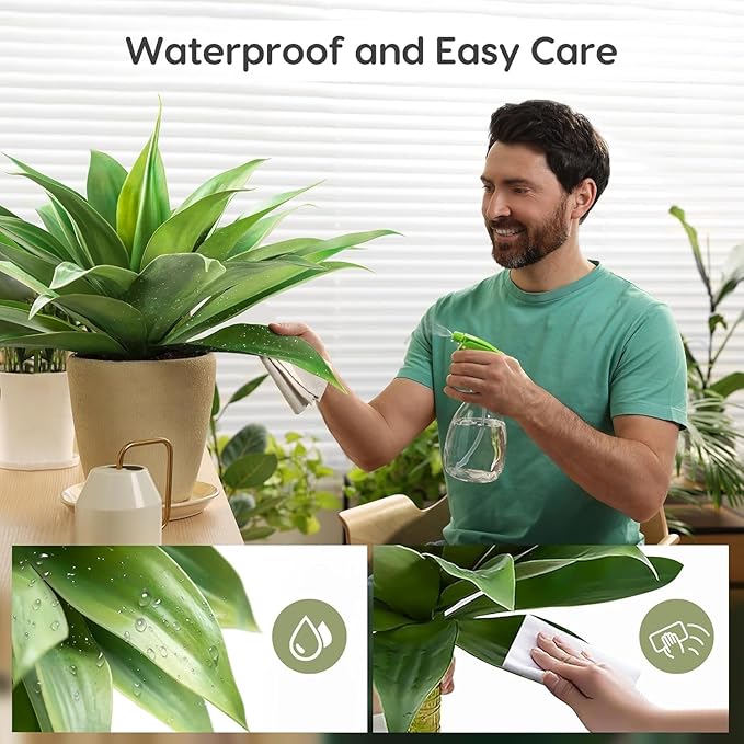 Velener Artificial Agave Plant,18 Inch, Faux Aesthetic Plants for Home Decor, Realistic UV Resistant Fake Agave Plants Without Pot, Set of 1