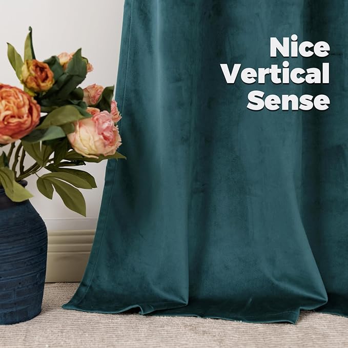 BGment Teal Velvet Curtains 72 Inch Length for Bedroom, Elegant Blackout Thermal Insulated Room Darkening Super Soft Curtains with Back Tab and Rod Pocket for Living Room, 2 Panels, 52 x 72 Inch