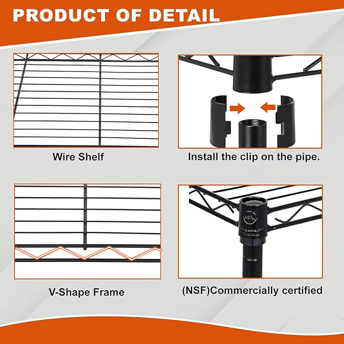 PayLessHere | 3-Tier Wire Shelf with Wheels | 23"x13"x31" | Black | Adjustable Racks | Heavy-Duty Storage Shelves, Holds Upto 170 lbs | Rust-Resistant, No-Tool Assembly | for Home, Garage Shelving
