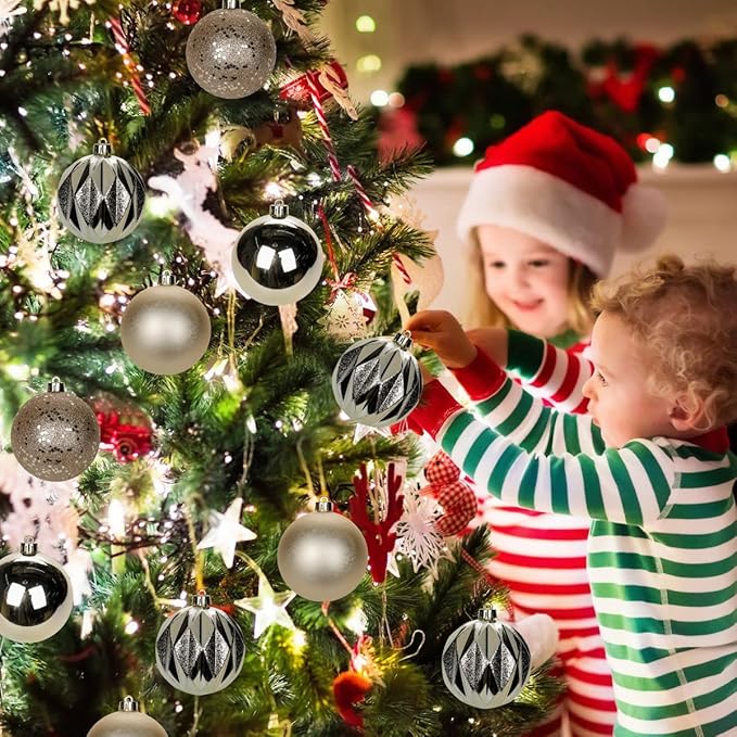 12PCS 3.15" Christmas Ball Ornaments Shatterproof Champagne Christmas Tree Decorations Xmas Tree Balls Halloween Ornaments Décor