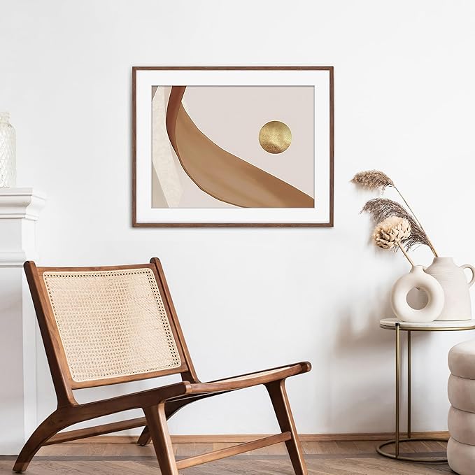 22x28 Picture Frame in Walnut, 22 x 28 Poster Frame for Wall, Solid Oak Wood Picture Frame 22"x28" with Glass, 22x28 Frame Matted to 18x24, 28x22 Wood Frame, 22 by 28 Art Frame, Walnut Color, 1 Pack