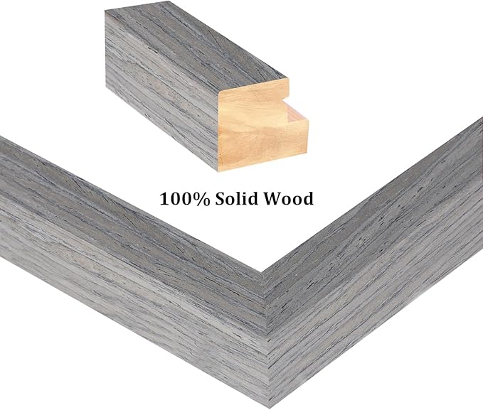 Egofine 6x8 Picture Frames Set of 4, Made of Solid Wood Covered by Plexiglass 4x6 and 5x7 with Mat or 6x8 without Mat, for Table Top Display and Wall Mounting Photo Frame Light Grey