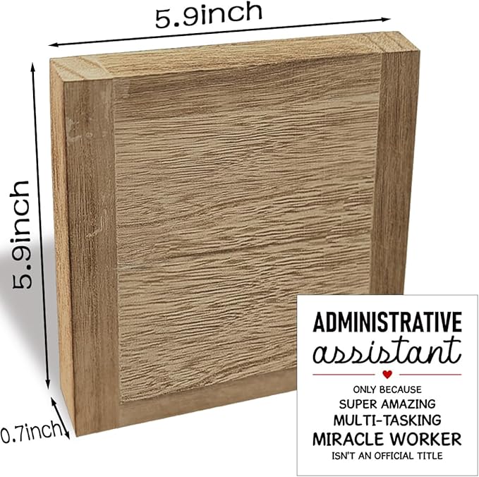 Office Signs Decor, Administrative Assistant Definition Sign for Desktop, Farmhouse Shelves Decor, Home Table Decoration, Office Gift, Appreciation Gift to Secretary Assistants, 5.9x5.9x0.7inch