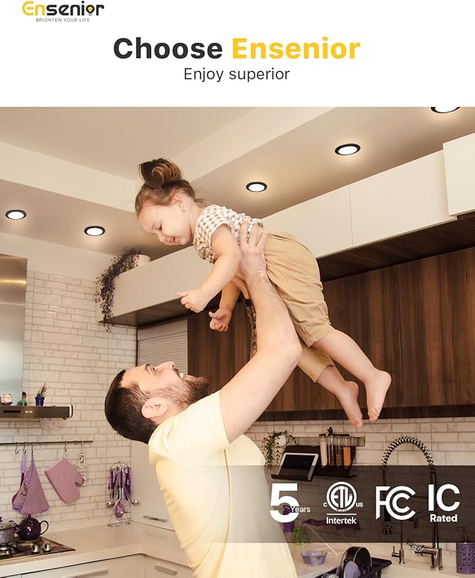 Ensenior 24 Pack 6 Inch LED Recessed Ceiling Light, Dimmable, 2700K-5000K 5CCT, 1200LM 12W 120V, High Brightness Dimmable Canless Wafer Downlight - ETL&FCC&IC